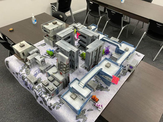 Infinity urban winter scifi terrain table layout