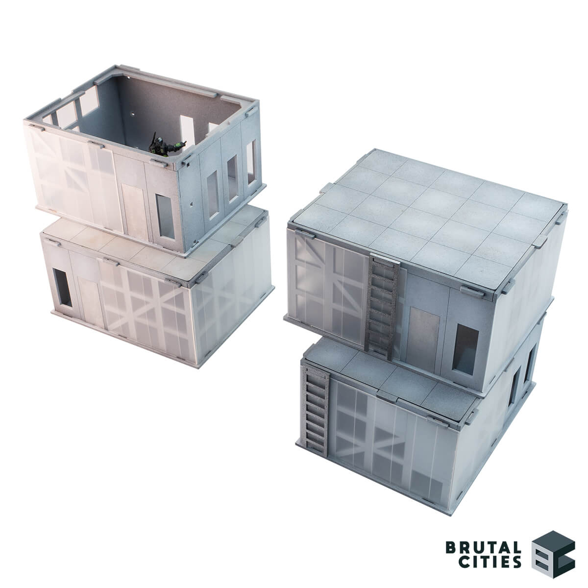 28mm terrain sci fi modules medium white stacked