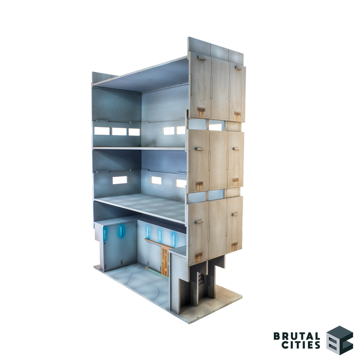 28mm terrain tower section model - brutalist design