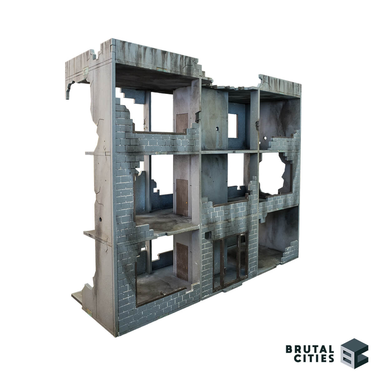 concrete ruined block mdf terrain three stories high
