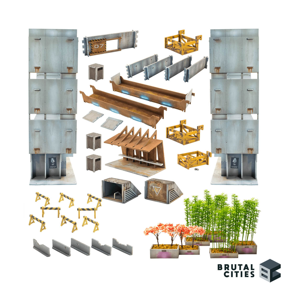 Judge Dredd Block War wargaming terrain bundle with two tower blocks and scatter terrain