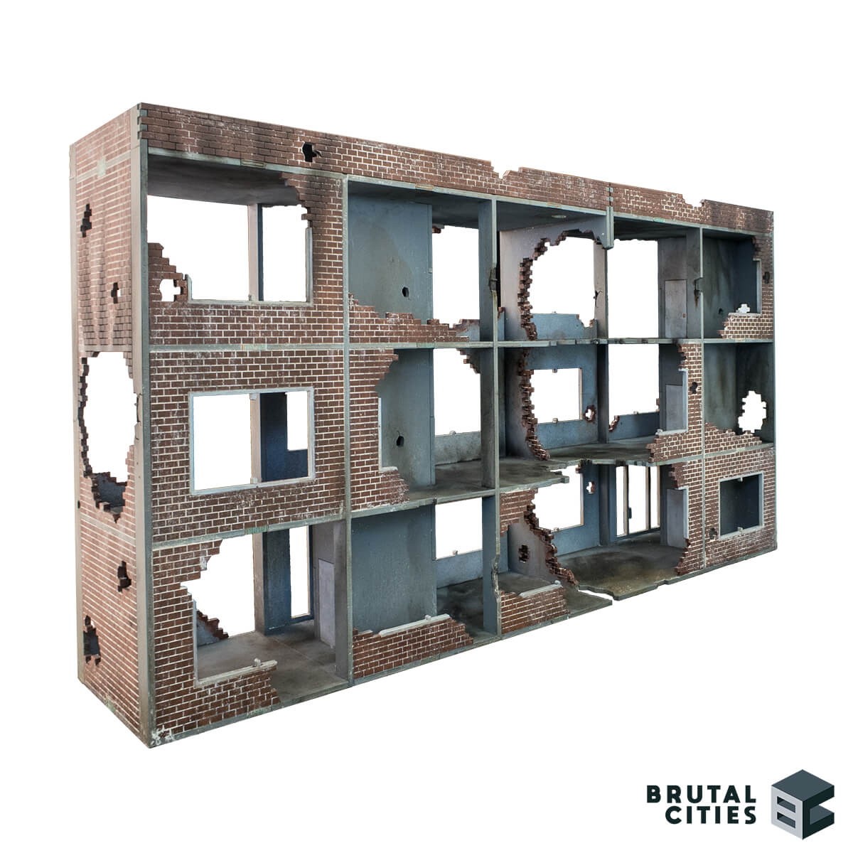 Large ruins terrain for 28mm wargaming - three storey brick building