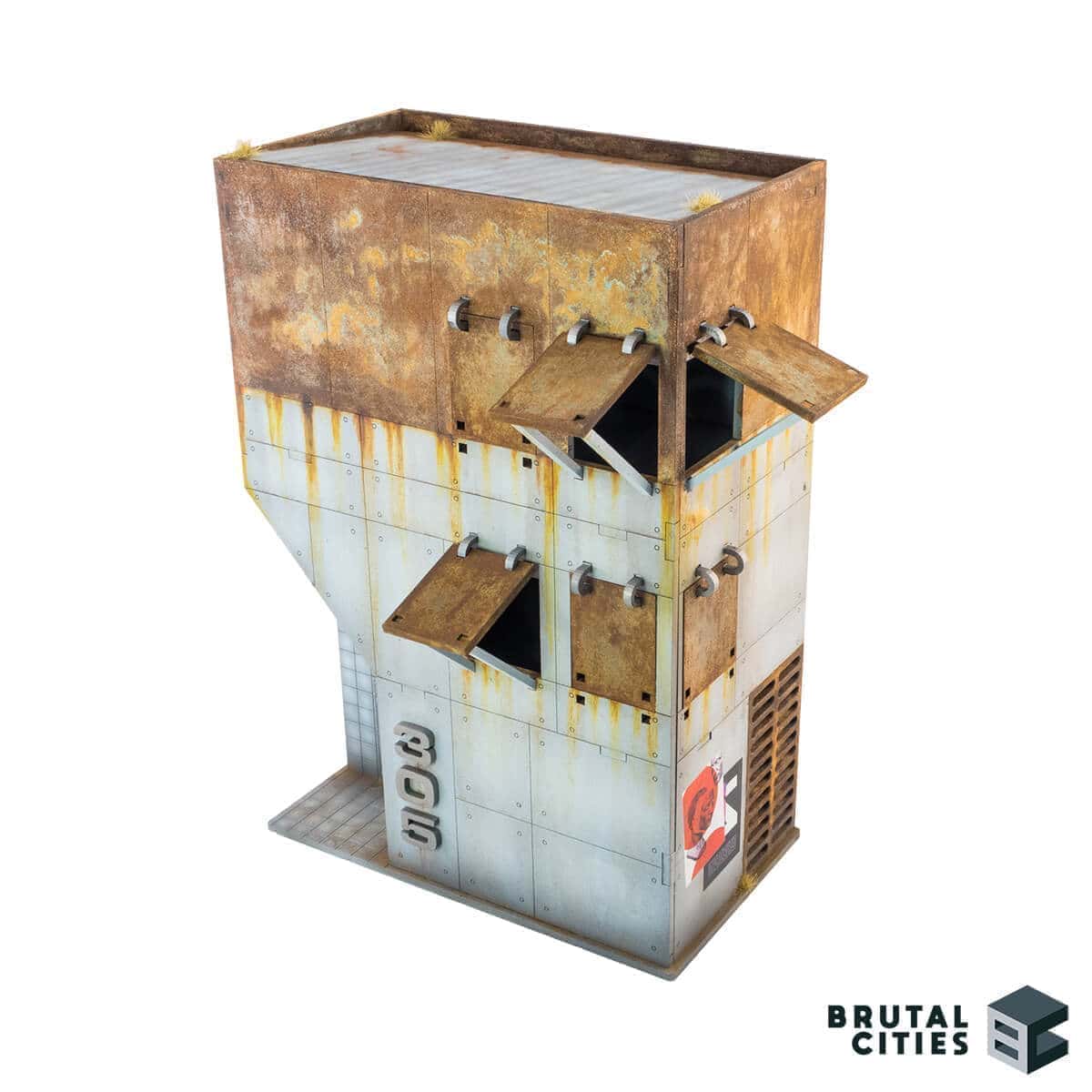 sci-fi office terrain with open shutters