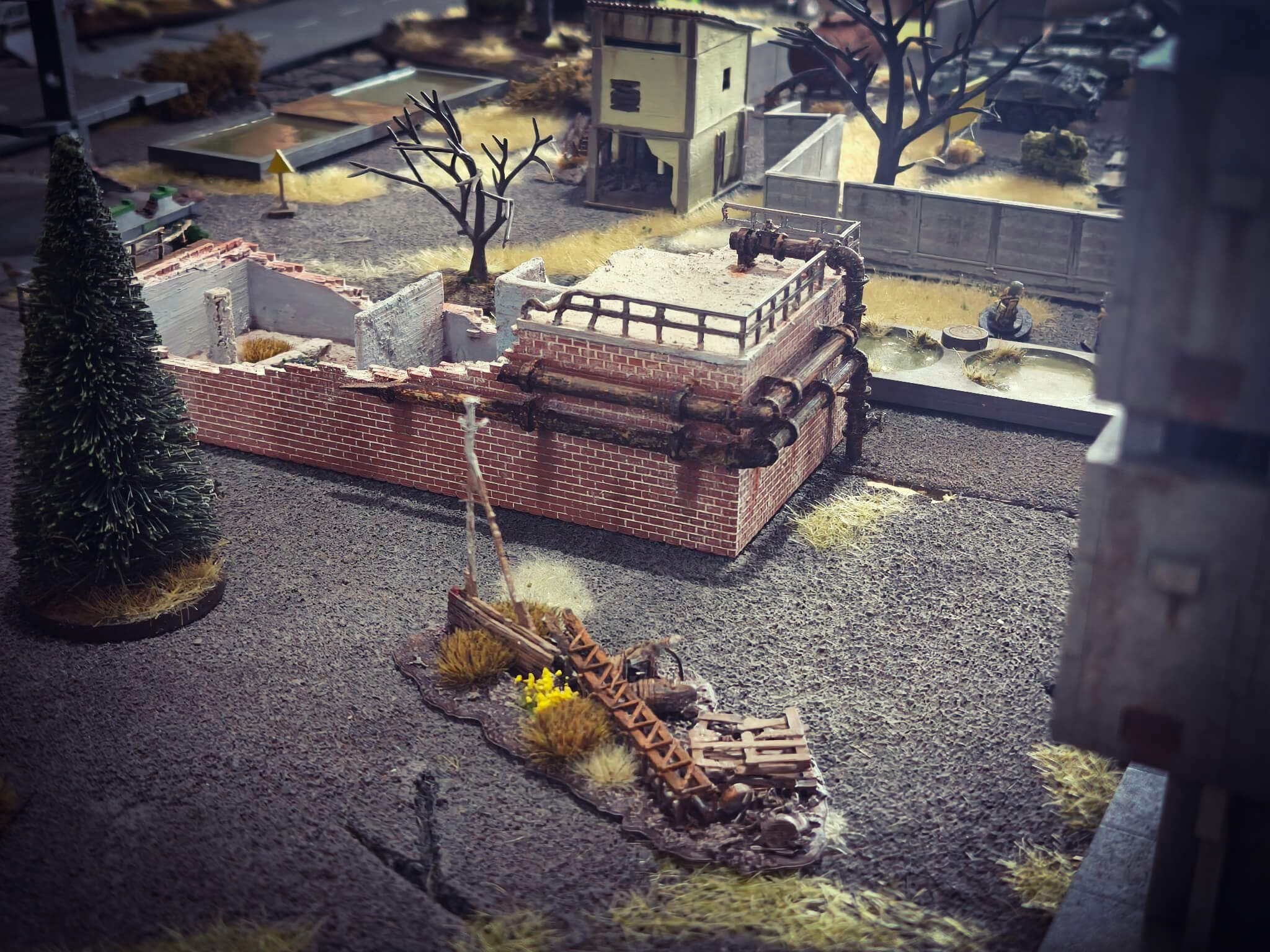 picture of painted ruined 3d printed scatter terrain for zona alfa game