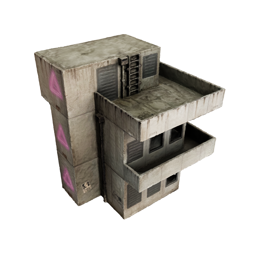 Two story wargaming apartment with rooftop access. 3d augmented reality model