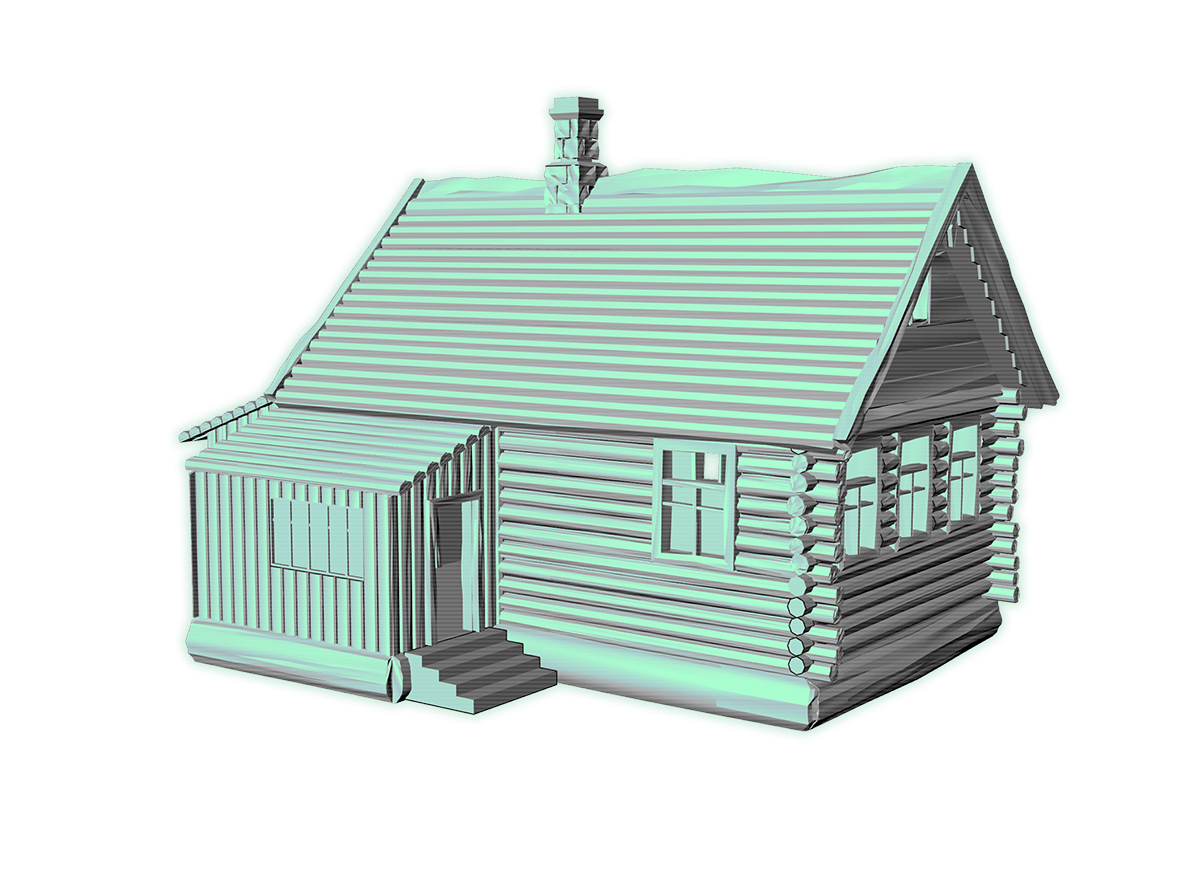 wooden log cabin terrain stl