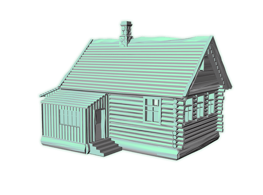 wooden log cabin terrain stl