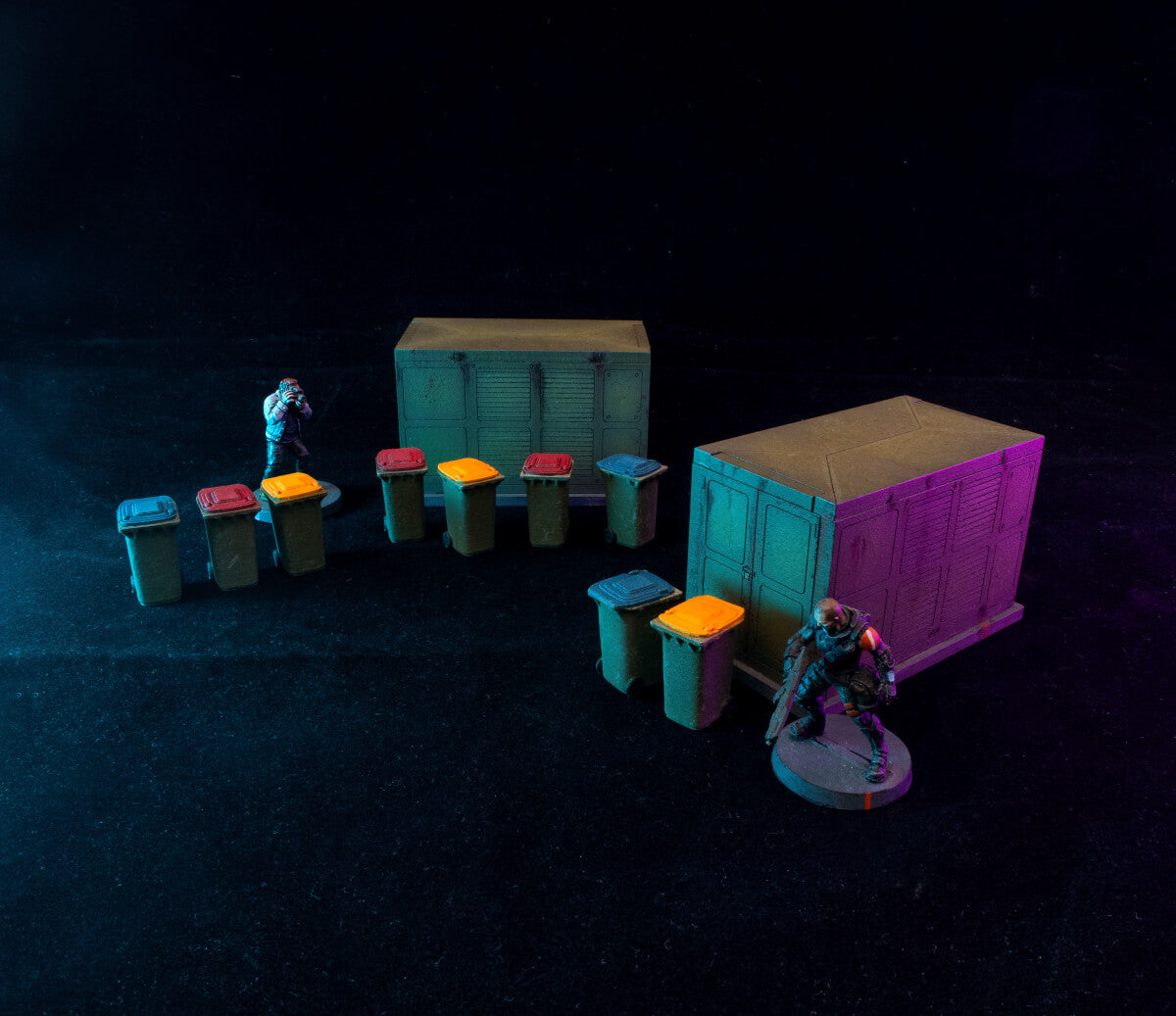 Les poubelles à roulettes dispersent le terrain - imprimées en 3D