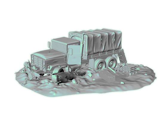 wrecked supply truck scatter terrain