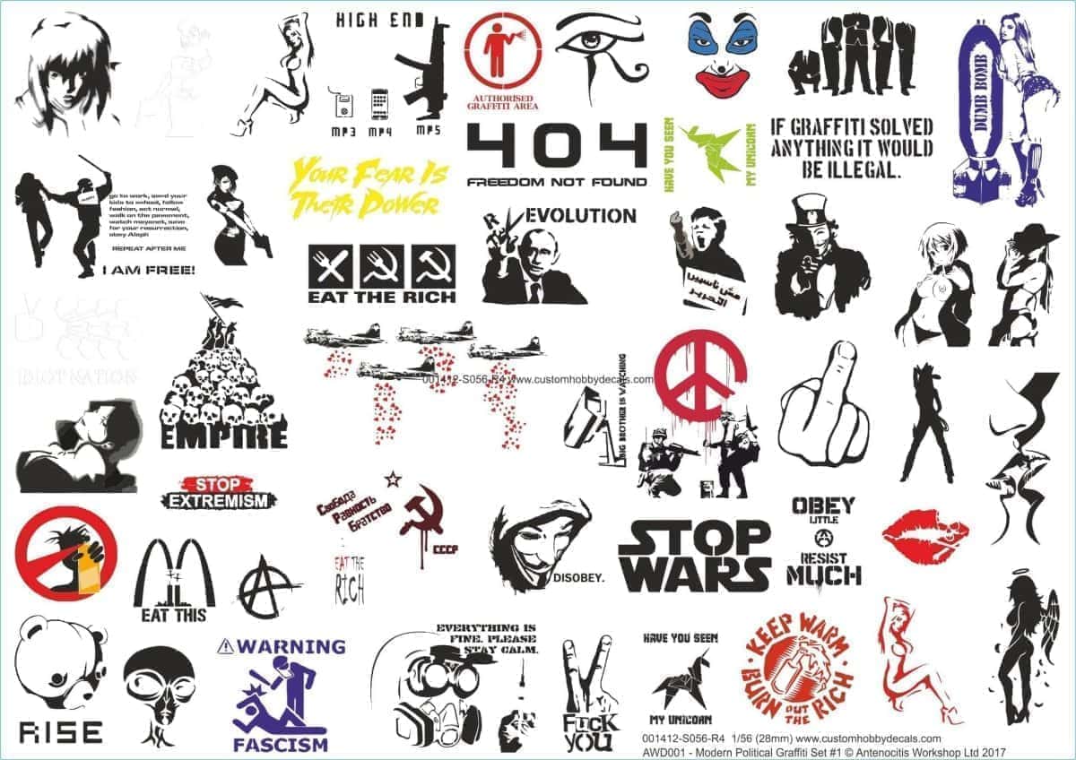 Modern Political Graffiti Decals - Wargaming Terrain