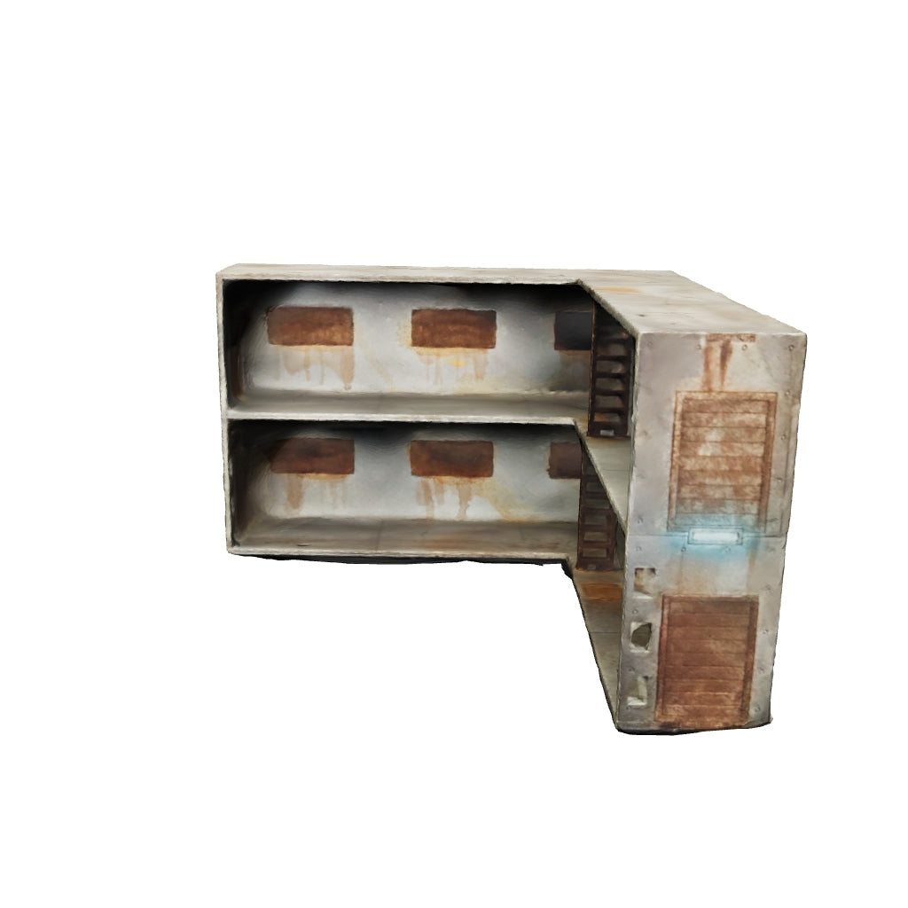 L shape Fortification building for 40k Terrain - two storey with windows and ladders.