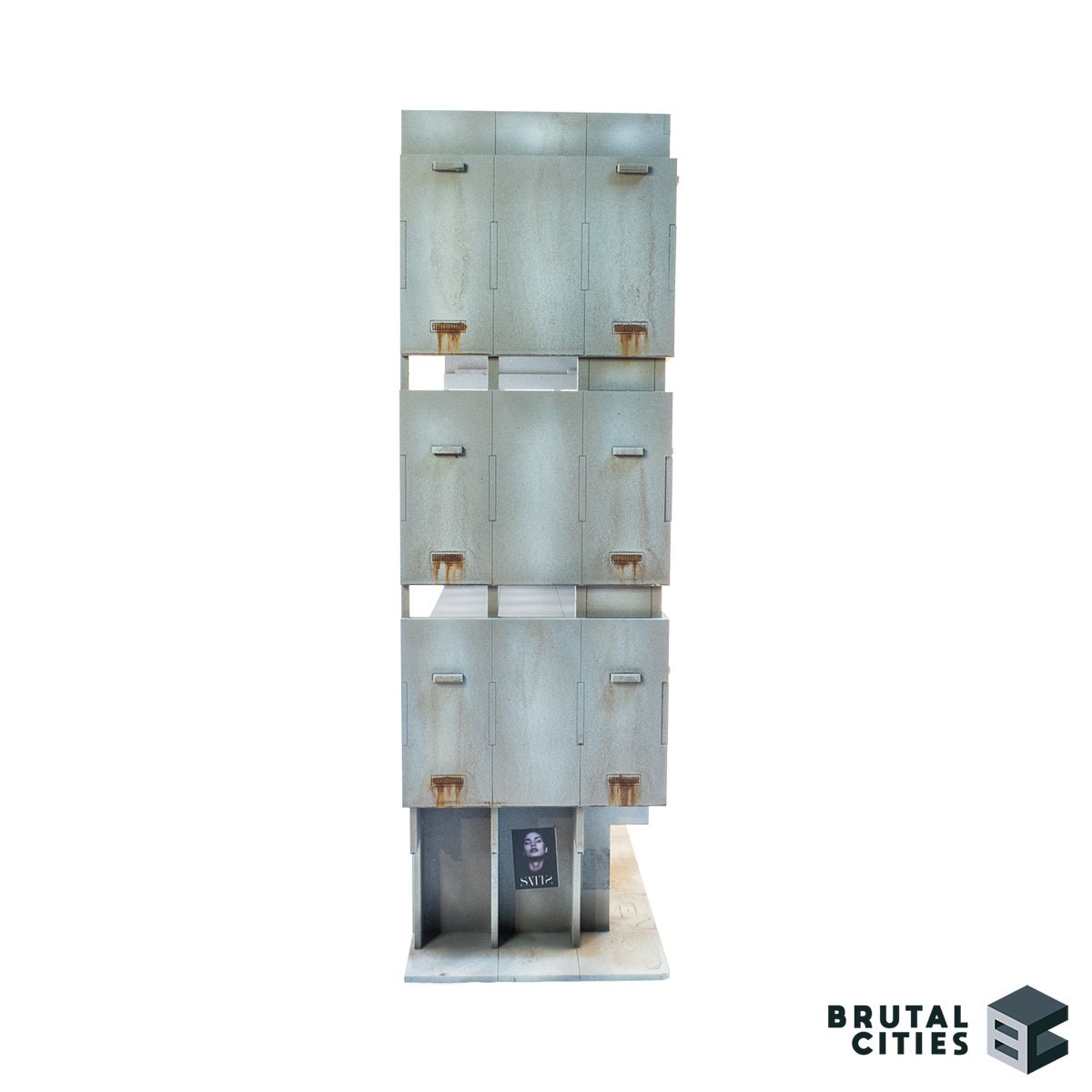 sectioned off brutalist office building