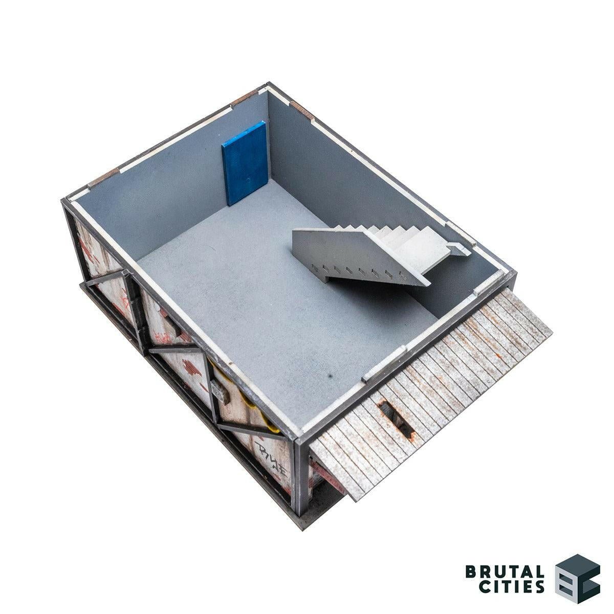 Interior bottom level with staircase and removable door