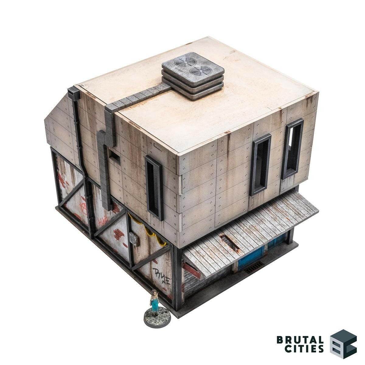 Overhead view of a renovated grocery with air conditioning unit