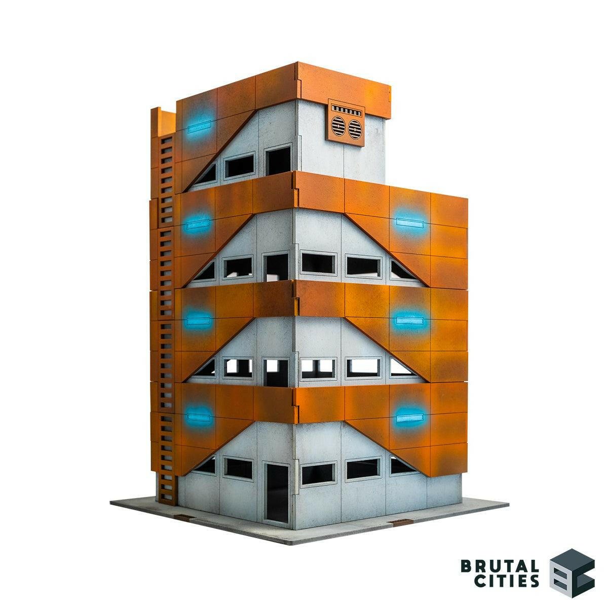 Modular wargaming terrain stacked four stories high