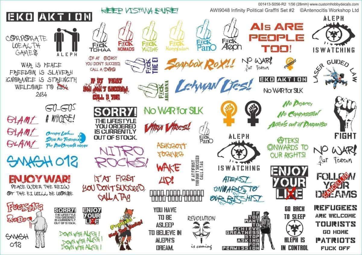 Infinity Political Graffiti Decals - Wargaming Terrain