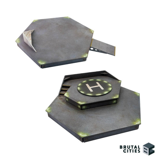 helicopter landing pad and raised hexagonal platform mdf terrain