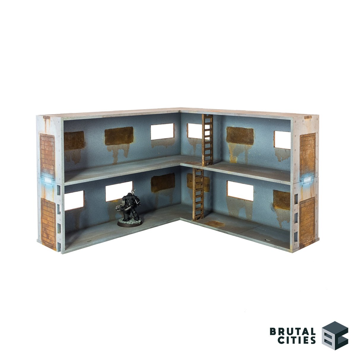 two story fortified wall terrain with interior ladder access
