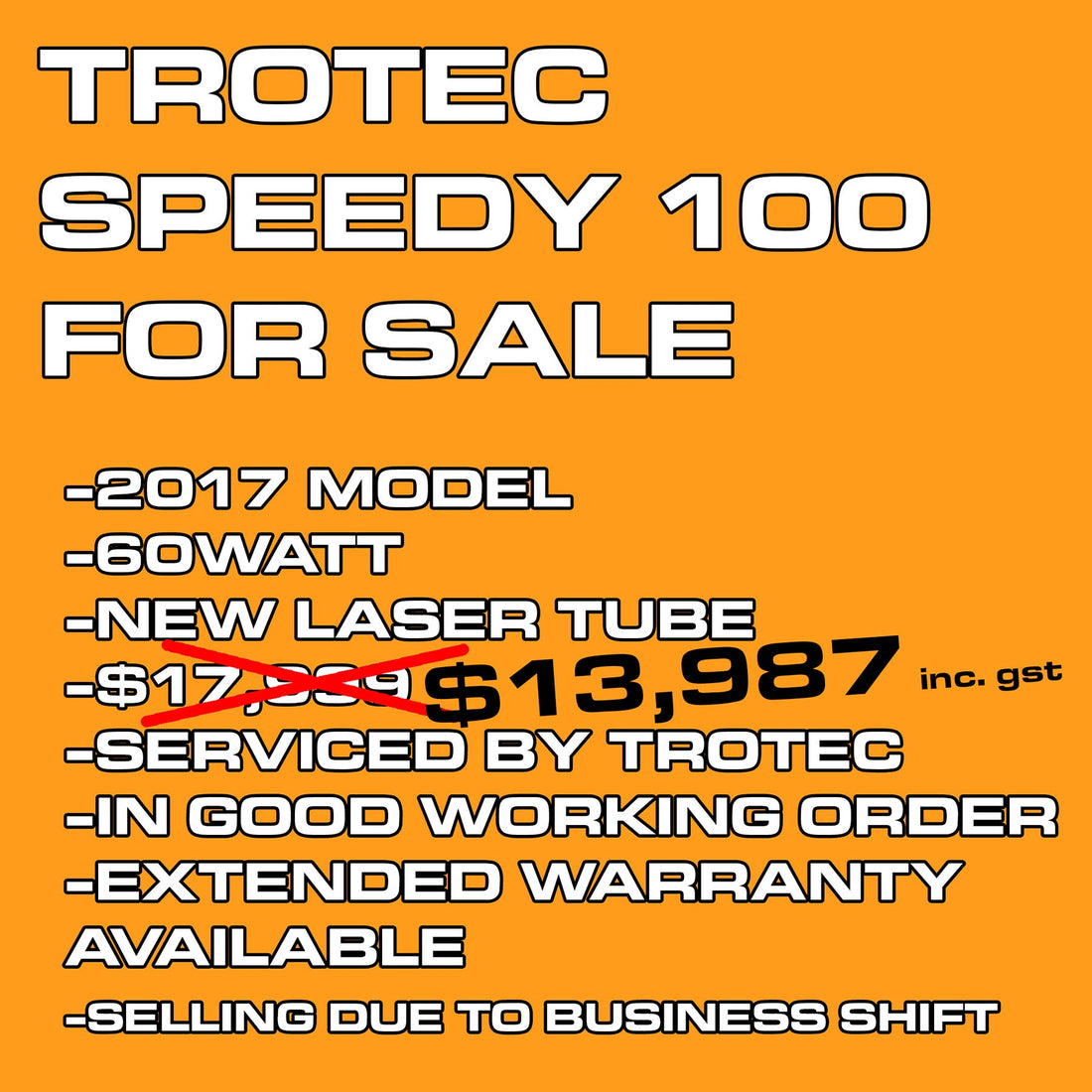 Workshop update Feburary 2025 | Trotec Speedy 100 - 60W laser engraver for sale!