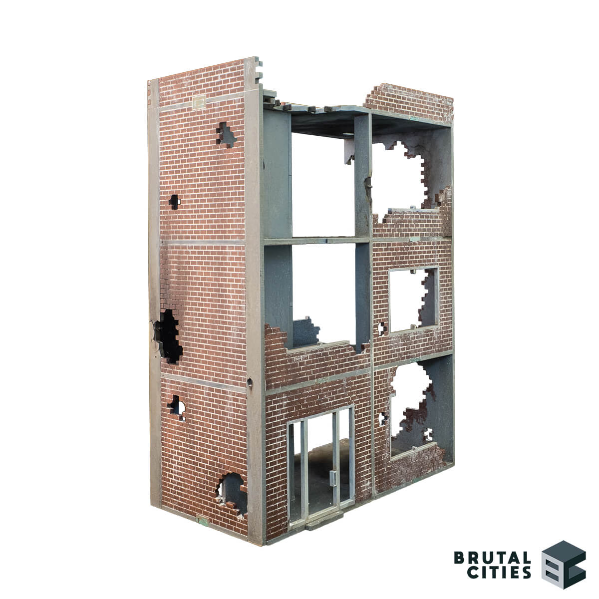 battle damaged brick apartment