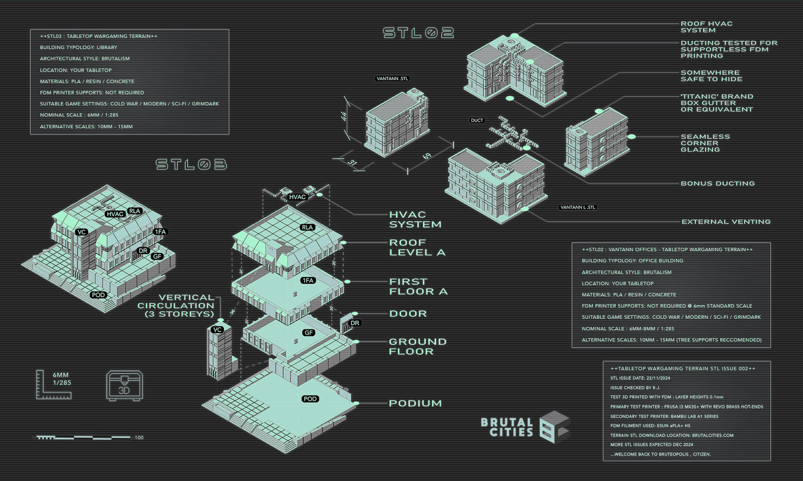 architectural diagram of 3d printable sci fi terrain