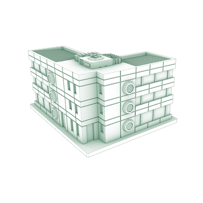 view of 3d printing stl file of an L shape terrain building