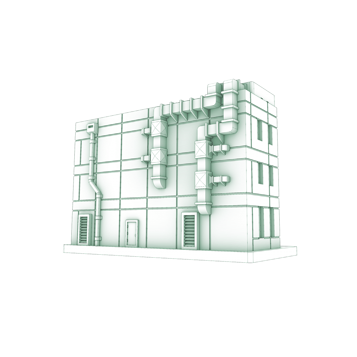 rear view of 3d printing stl file terrain building