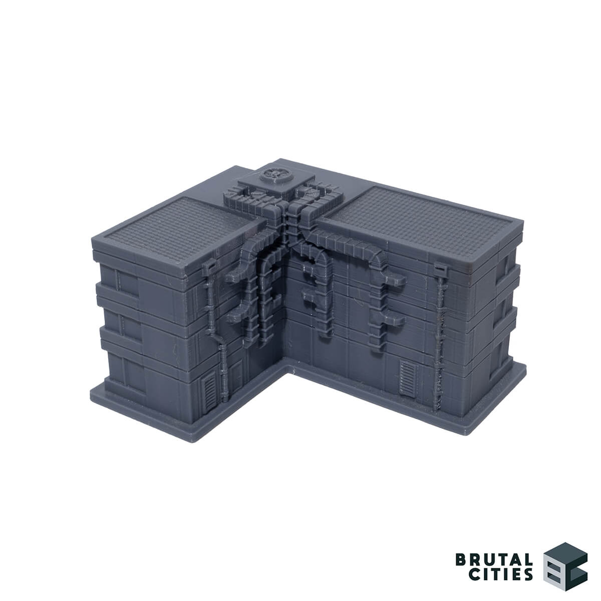 Grey PLA 3d printed 6mm scale building with ducting