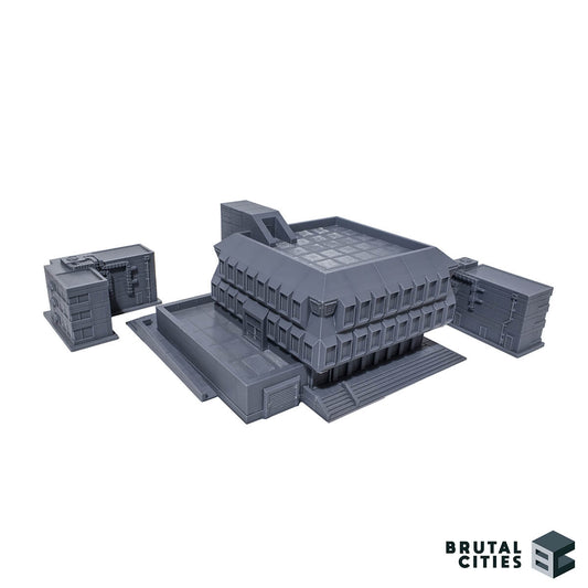 Grey 3d printed 6mm terrain buildings