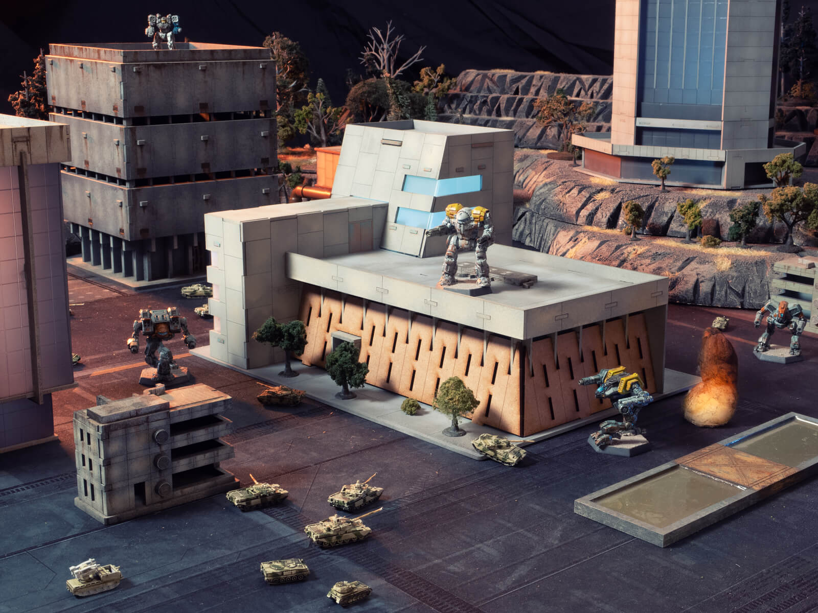 6mm terrain sci fi buildings with battletech miniatures