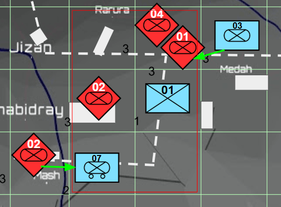 Wargaming campaign map with NATO unit symbols