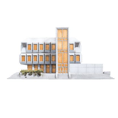 3D printed brutalist model building