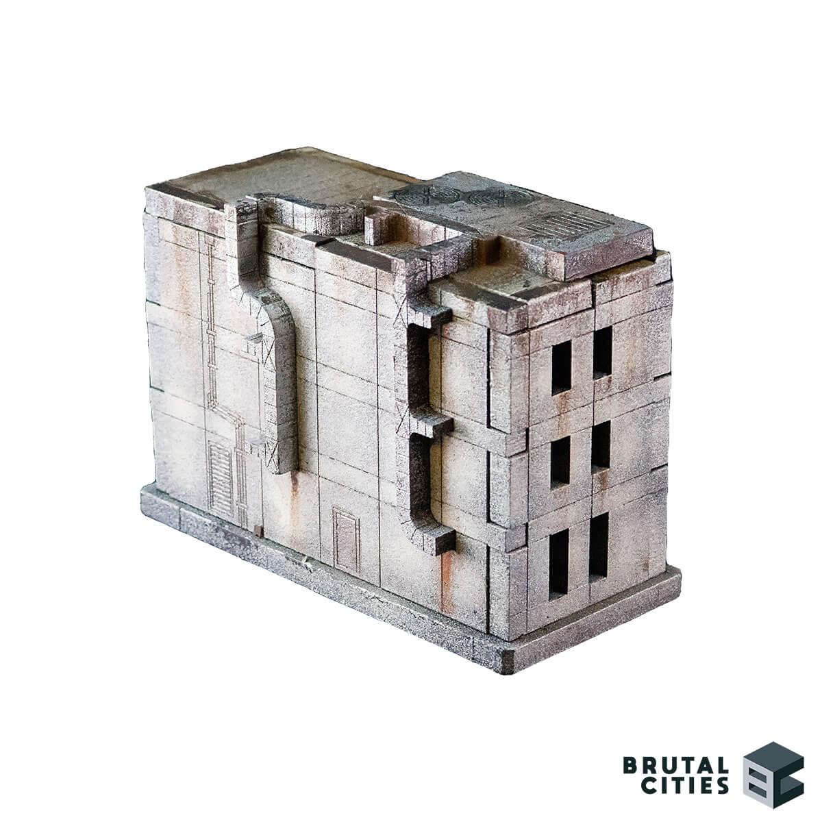 6mm Sci-fi Terrain office building - gray with ducting and air condensor