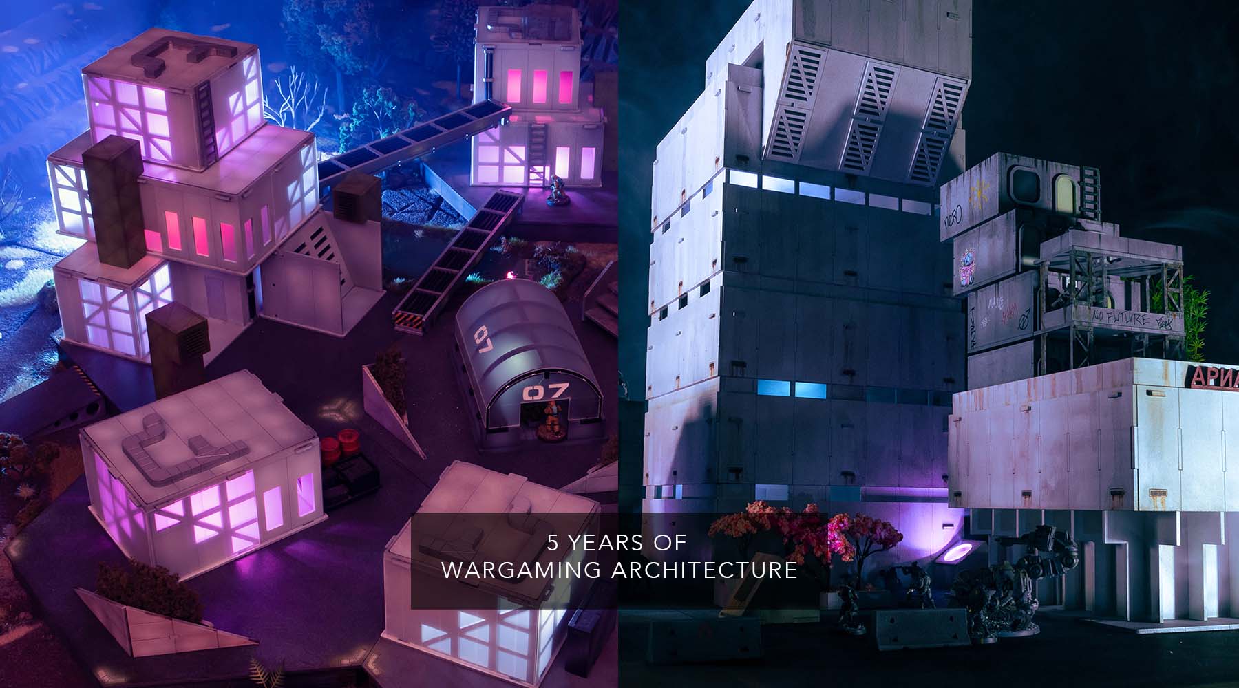 MDF wargaming terrain sci-fi city at night