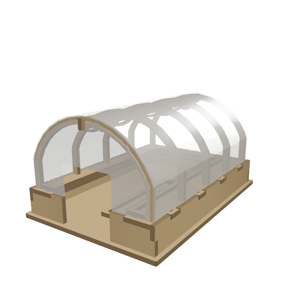 3d model of the modern greenhouse 28mm terrain with translucent plastic roof