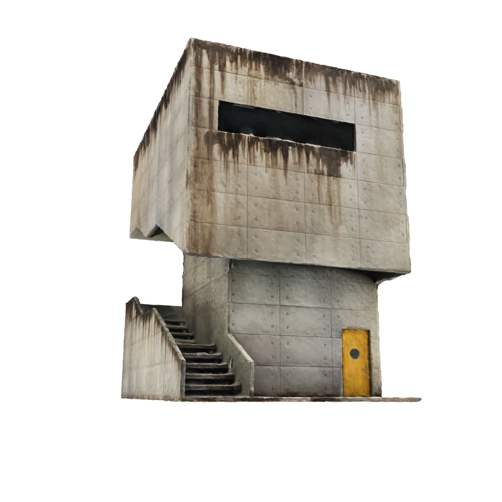 Institute concrete scifi terrain for wargaming. Large building with external stairs and three storeys