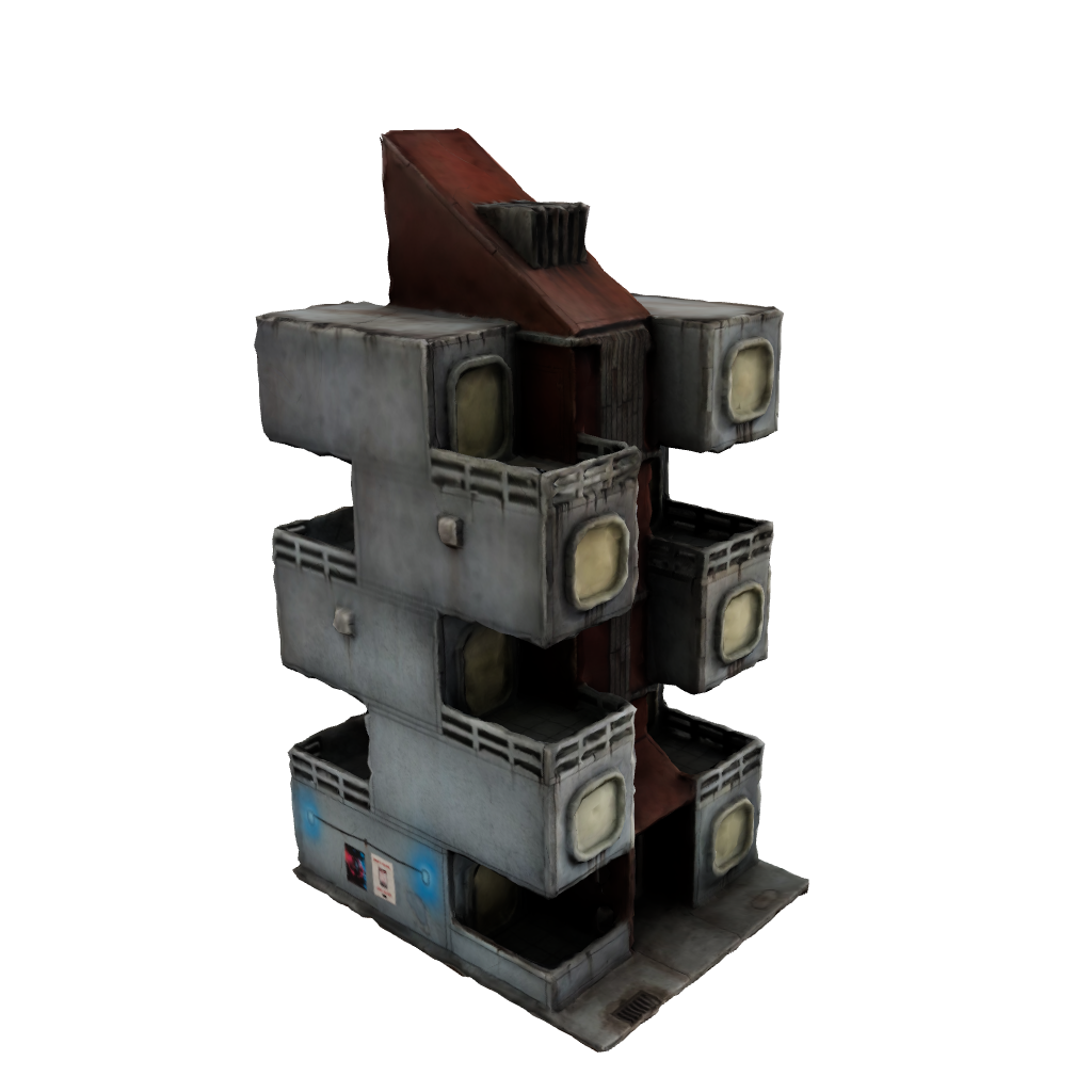 Four story capsule tower terrain. 3d augmented reality terrain