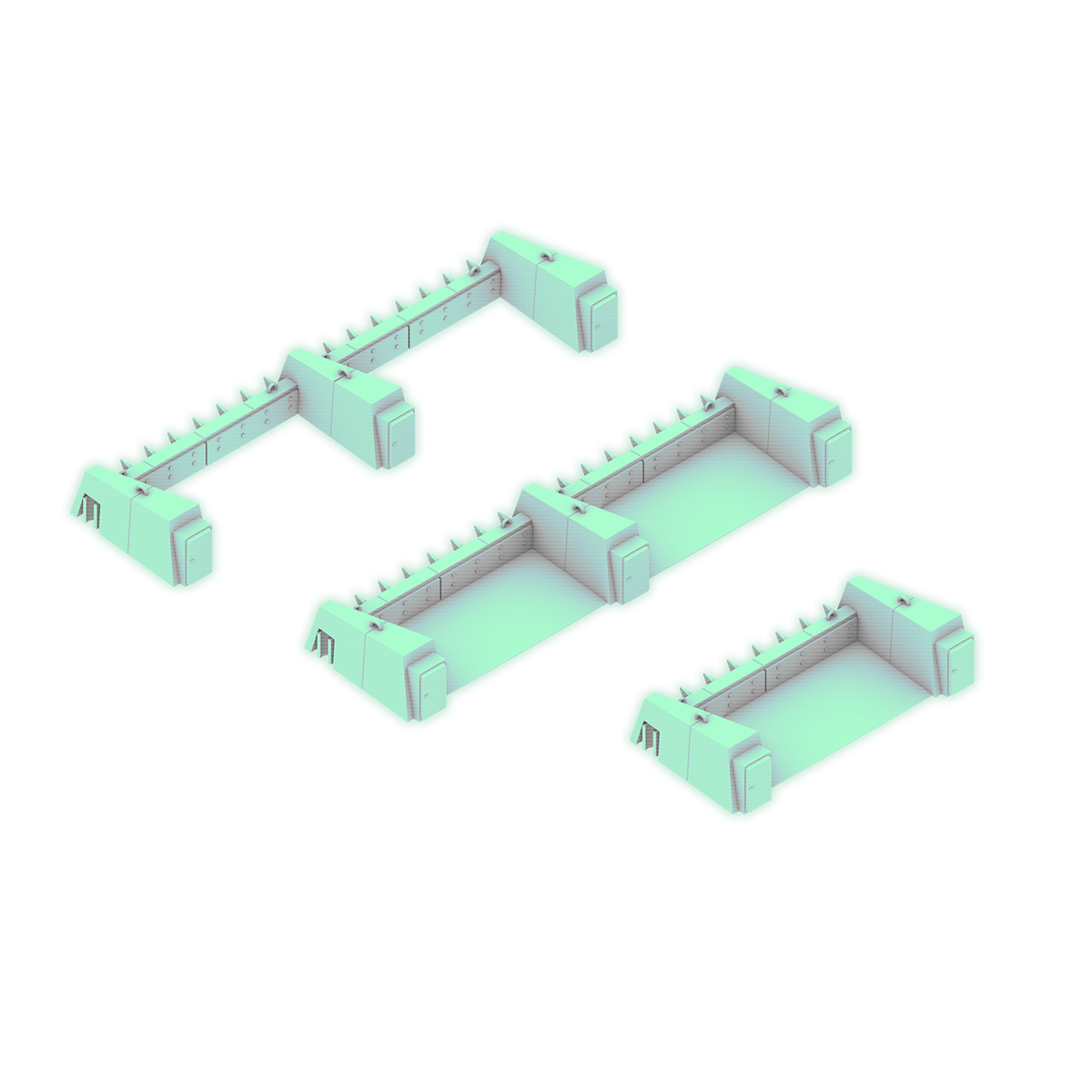 double tank emplacement stl files in green with bases