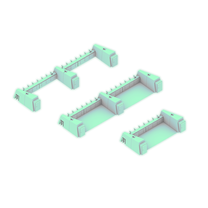double tank emplacement stl files in green with bases