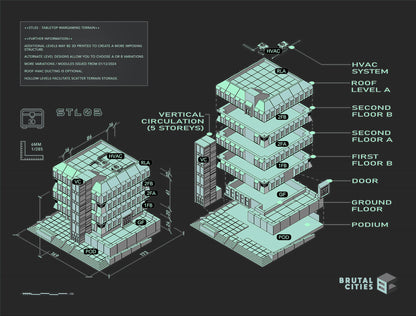 Diagram of 3d printing stl files for brutalist terrain