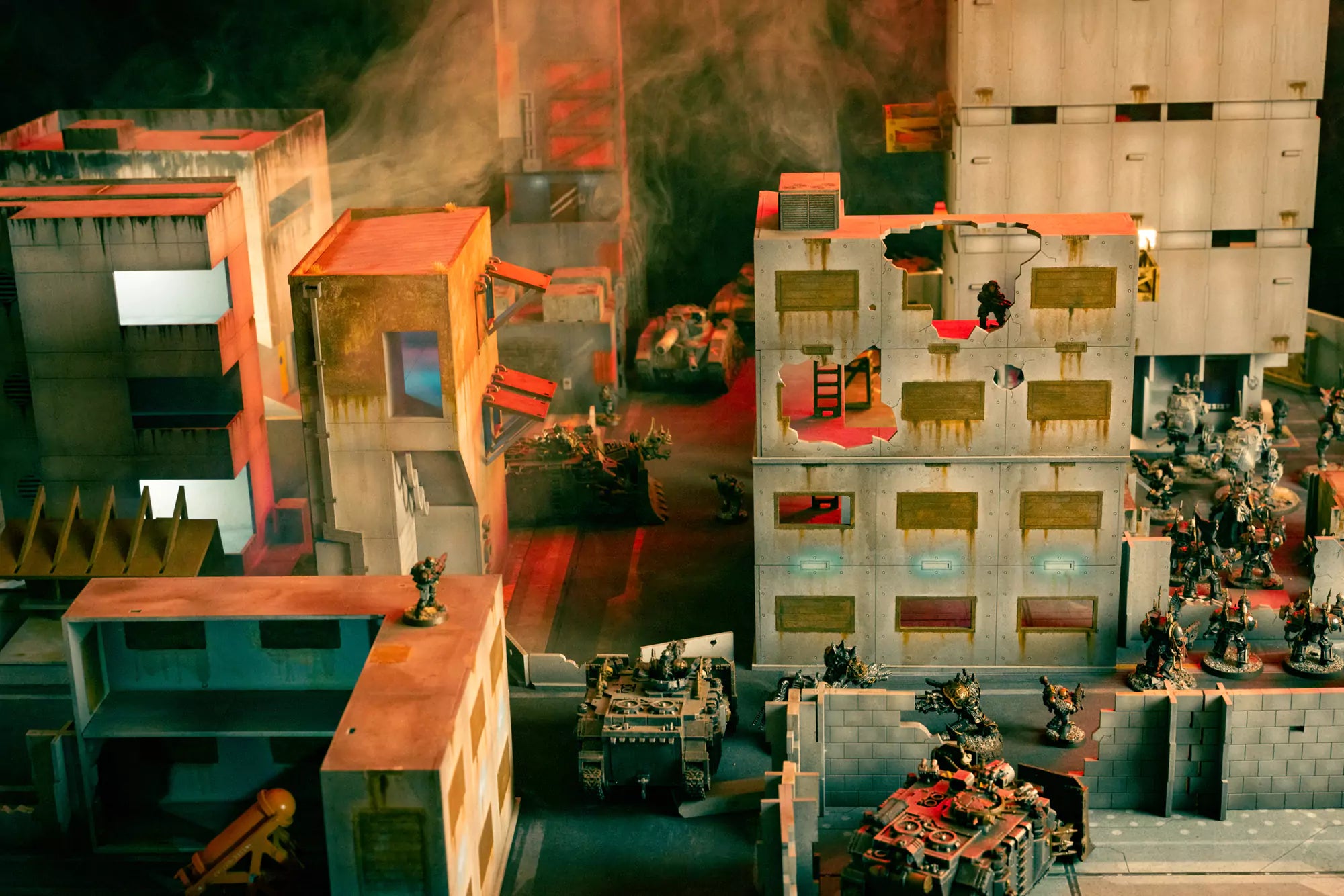 astra militarum and chaos space marines warhammer city terrain