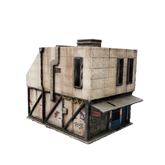 3d poly model for scale of a cyberpunk terrain shop