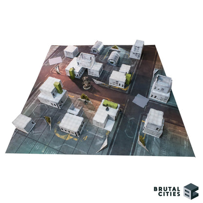 urban sci-fi terrain on game mat