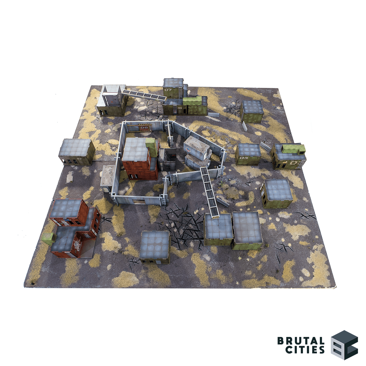 military complex with walls tabletop terrain